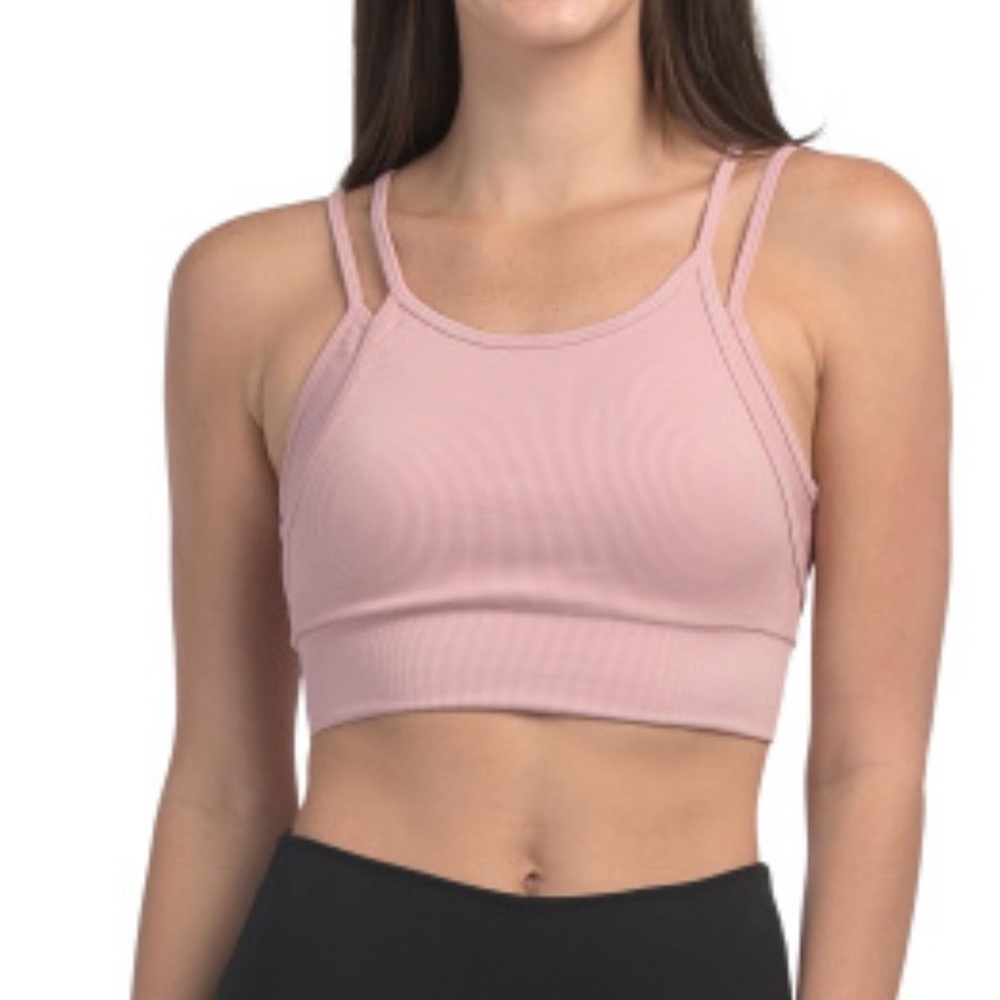 NWT NEW 90 Degree By Reflex Mauve Ribbed Sports Bra